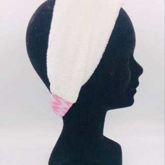 Bandeau en bambou couleur LIN et coton rose zébrée