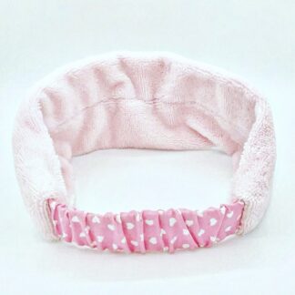 Bandeau en bambou couleur rose et petits cœurs